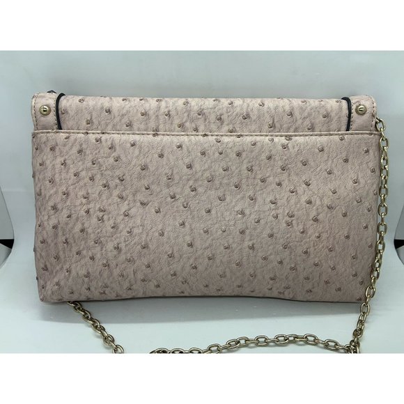 Guess Faux Ostrich Stud Purse with Chain Strap Tan Nude Beige Authentic - Picture 5 of 10